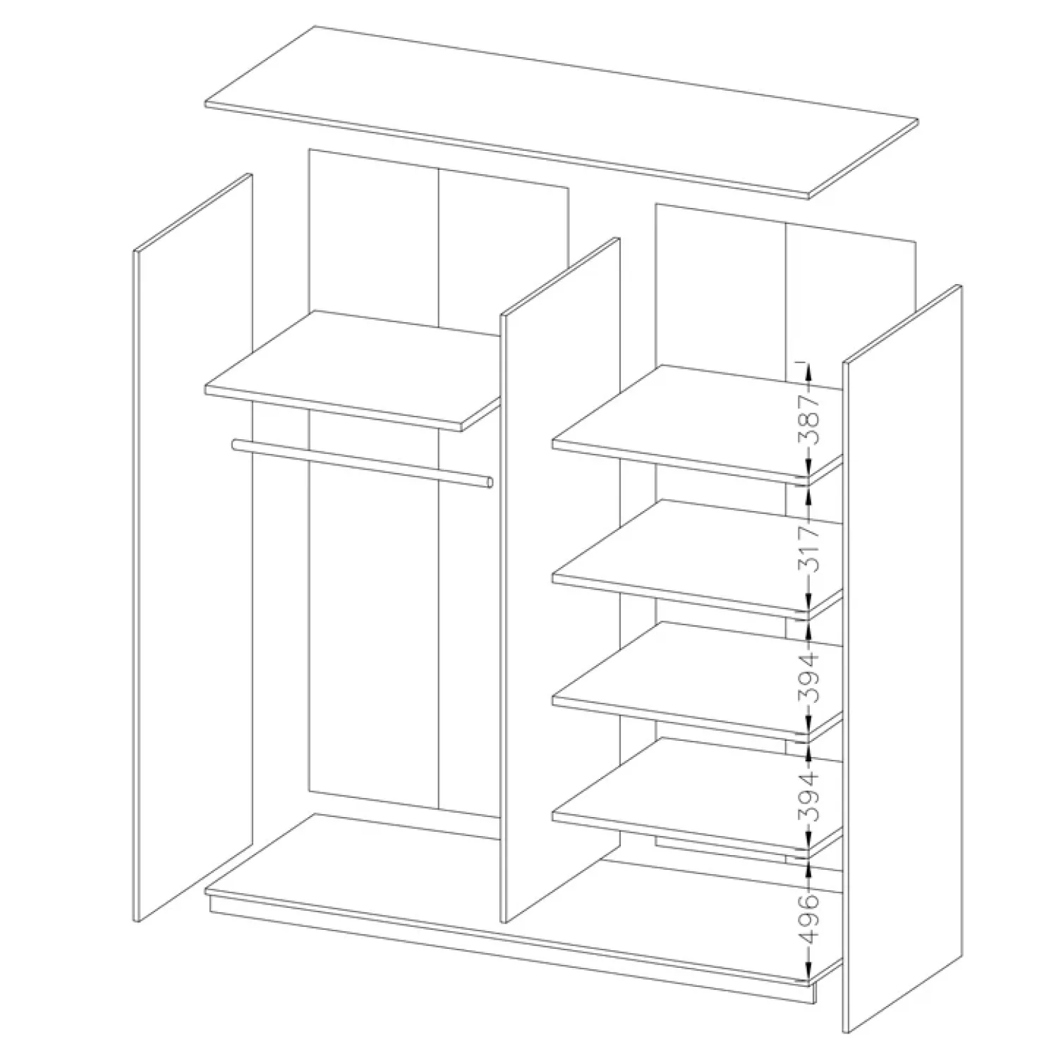 Garnero Arredamenti Armadio 180x210h cm 2 ante scorrevoli con specchio moderno rovere scuro Lisbona Gihome® Best