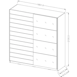 Garnero Arredamenti Armadio 180x210h cm 2 ante scorrevoli con specchio moderno rovere scuro Lisbona Gihome® Best