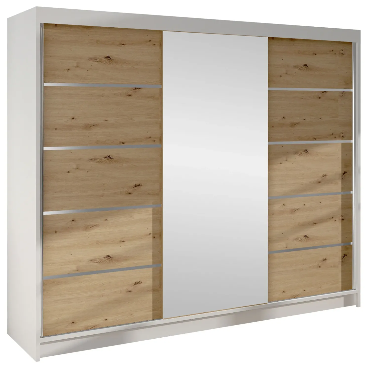 Garnero Arredamenti Armadio 200x215h cm 2 ante scorrevoli con specchio bianco opaco rovere Silven Rovere - Bianco opaco Hot