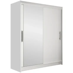 Garnero Arredamenti Armadio 150x200h cm 2 ante scorrevoli con specchio moderno bianco Lunysia Clearance