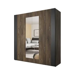 Garnero Arredamenti Armadio 200x213h cm 2 ante scorrevoli rovere scuro nero Vulcano Rovere Rustico Online