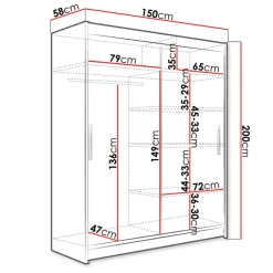 Garnero Arredamenti Armadio 150x200h cm 2 ante scorrevoli design bianco Vilma Bianco Opaco Best
