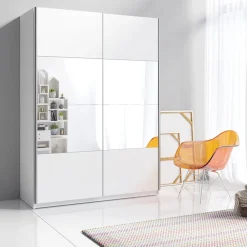 Garnero Arredamenti Armadio 120x210h cm 2 ante scorrevoli con specchio Pascal Gihome® Bianco Opaco Best