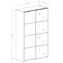 Garnero Arredamenti Armadio 120x210h cm 2 ante scorrevoli con specchio Pascal Gihome® Bianco Opaco Best