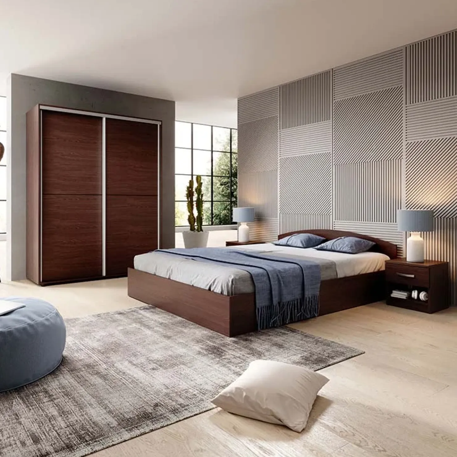 Garnero Arredamenti Armadio 150x200h cm 2 ante scorrevoli moderno Roma Wengè Best