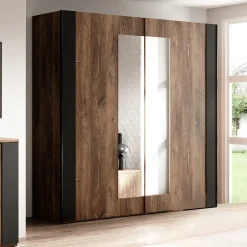 Garnero Arredamenti Armadio 200x213h cm 2 ante scorrevoli quercia scuro nero Vulcano Noce Clearance