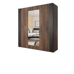 Garnero Arredamenti Armadio 200x213h cm 2 ante scorrevoli quercia scuro nero Vulcano Noce Clearance