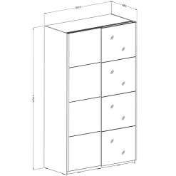 Garnero Arredamenti Armadio 120x210h cm 2 ante scorrevoli con specchio nero Pascal Gihome® Nero Opaco