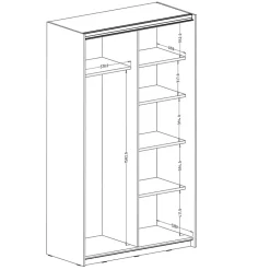 Garnero Arredamenti Armadio 120x210h cm 2 ante scorrevoli con specchio nero Pascal Gihome® Nero Opaco