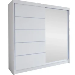 Garnero Arredamenti Armadio 180x215h cm 2 ante scorrevoli con specchio laterale bianco opaco Karl Clearance