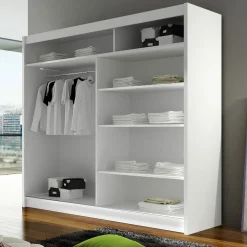 Garnero Arredamenti Armadio 180x215h cm 2 ante scorrevoli con specchio laterale bianco opaco Karl Clearance