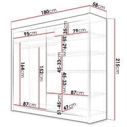 Garnero Arredamenti Armadio 180x215h cm 2 ante scorrevoli con specchio laterale bianco opaco Karl Clearance