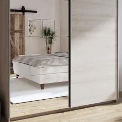 Garnero Arredamenti Armadio 180x219h cm 2 ante scorrevoli moderno chiaro specchio Caracas Rovere Clearance