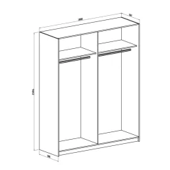 Garnero Arredamenti Armadio 180x219h cm 2 ante scorrevoli moderno chiaro specchio Caracas Rovere Clearance