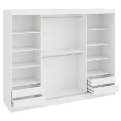 Garnero Arredamenti Armadio 250x203h cm 3 ante scorrevoli vetrate 4 cassetti Nivora Bianco Opaco Online