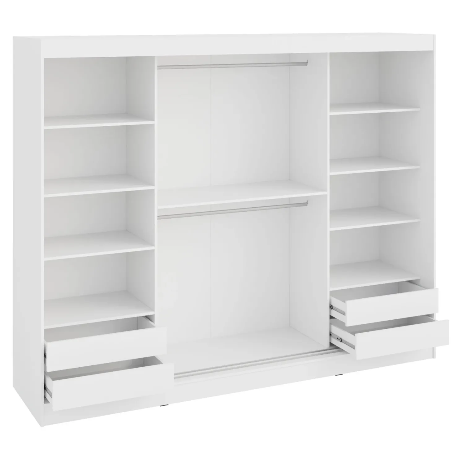 Garnero Arredamenti Armadio 250x203h cm 3 ante scorrevoli vetrate 4 cassetti Nivora Bianco Opaco Online