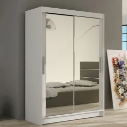 Garnero Arredamenti Armadio 120x200h cm 2 ante scorrevoli con specchio bianco Tancredi Sale