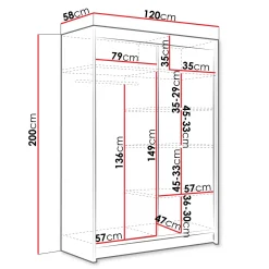 Garnero Arredamenti Armadio 120x200h cm 2 ante scorrevoli con specchio bianco Tancredi Sale
