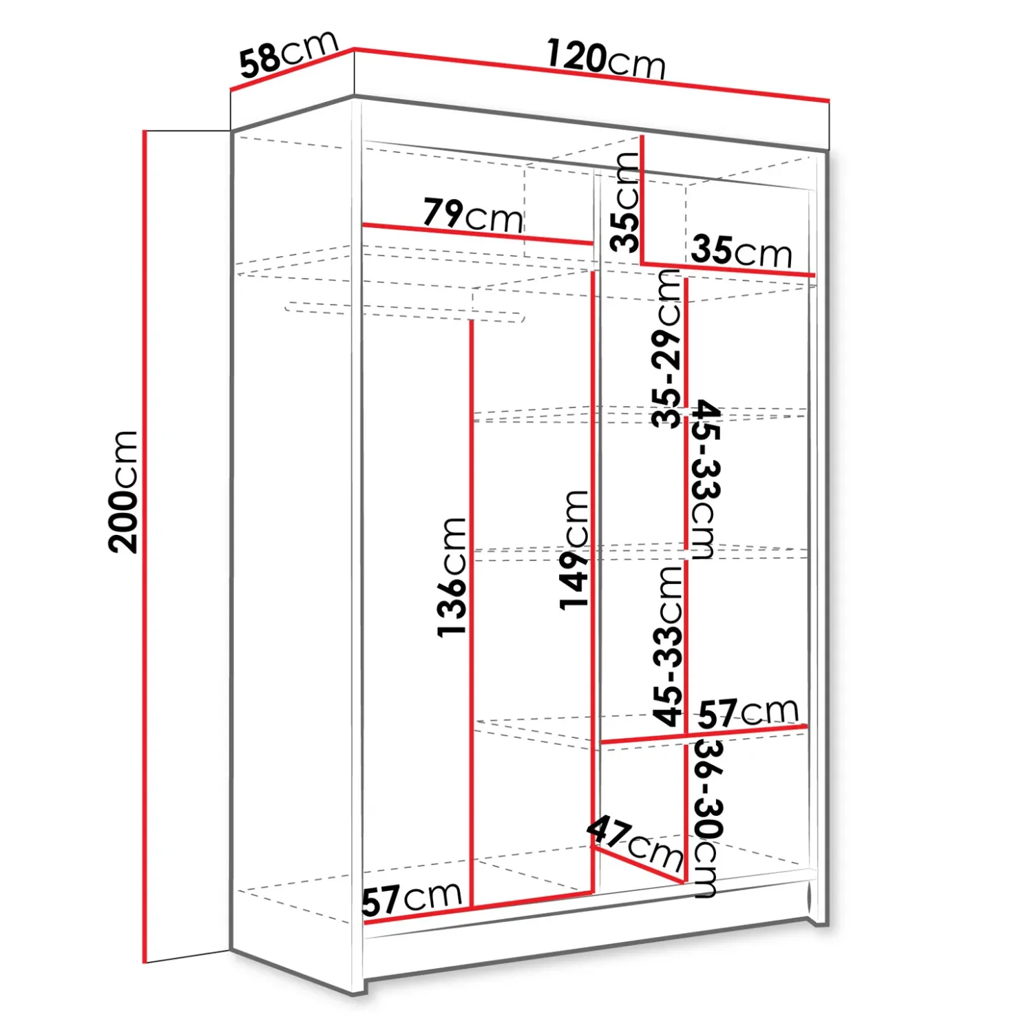 Garnero Arredamenti Armadio 120x200h cm 2 ante scorrevoli con specchio bianco Tancredi Sale