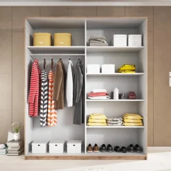 Garnero Arredamenti Armadio 220x210h cm 2 ante scorrevoli bianco opaco rovere Nexus Gihome® Outlet