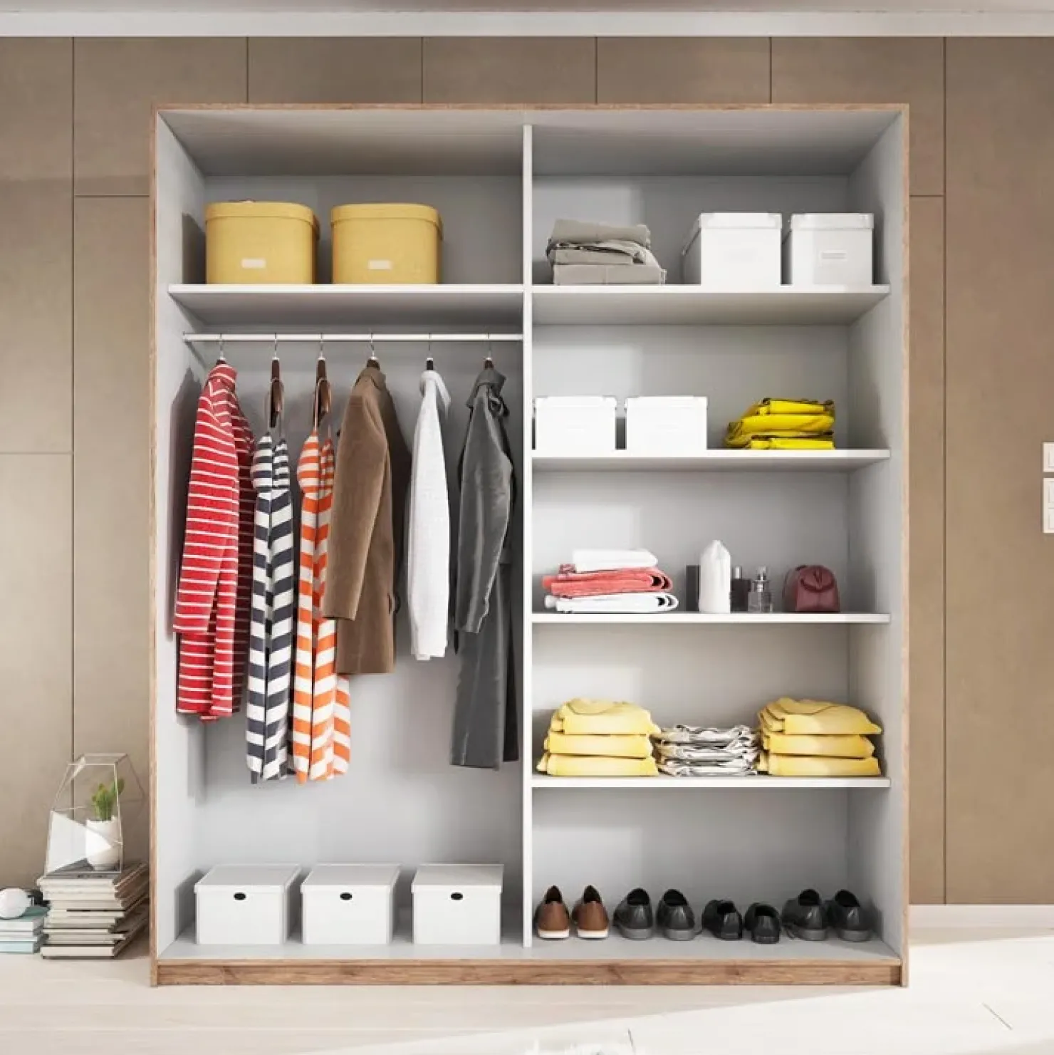 Garnero Arredamenti Armadio 220x210h cm 2 ante scorrevoli bianco opaco rovere Nexus Gihome® Outlet