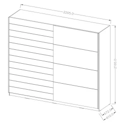 Garnero Arredamenti Armadio 220x210h cm 2 ante scorrevoli bianco opaco rovere Nexus Gihome® Outlet