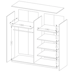Garnero Arredamenti Armadio 220x210h cm 2 ante scorrevoli bianco opaco rovere Nexus Gihome® Outlet