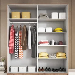 Garnero Arredamenti Armadio 220x210h cm 2 ante scorrevoli rovere nero lucido Cortina Gihome® Nero Lucido - Wengè New