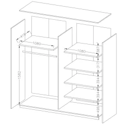Garnero Arredamenti Armadio 220x210h cm 2 ante scorrevoli rovere nero lucido Cortina Gihome® Nero Lucido - Wengè New