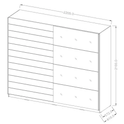 Garnero Arredamenti Armadio 220x210h cm 2 ante scorrevoli rovere nero lucido Cortina Gihome® Nero Lucido - Wengè New