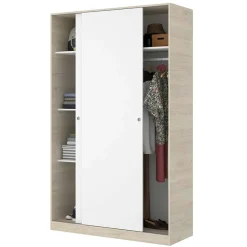 Garnero Arredamenti Armadio 120x204h cm 2 ante scorrevoli rovere bianco lucido Royal Bianco Lucido - Rovere