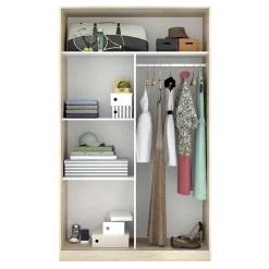 Garnero Arredamenti Armadio 120x204h cm 2 ante scorrevoli rovere bianco lucido Royal Bianco Lucido - Rovere