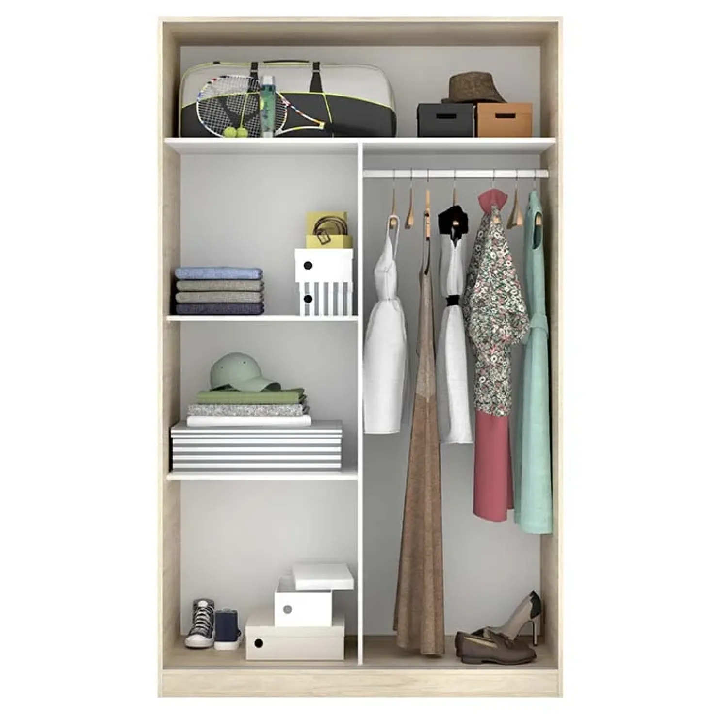 Garnero Arredamenti Armadio 120x204h cm 2 ante scorrevoli rovere bianco lucido Royal Bianco Lucido - Rovere