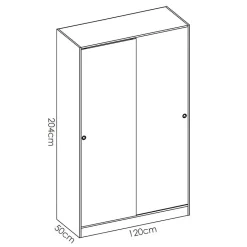 Garnero Arredamenti Armadio 120x204h cm 2 ante scorrevoli rovere bianco lucido Royal Bianco Lucido - Rovere