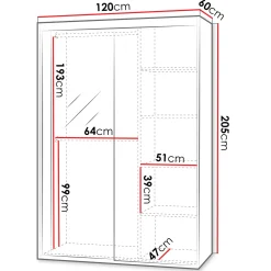 Garnero Arredamenti Armadio 120x205h cm 2 ante scorrevoli con specchio bianco Boselia Sale