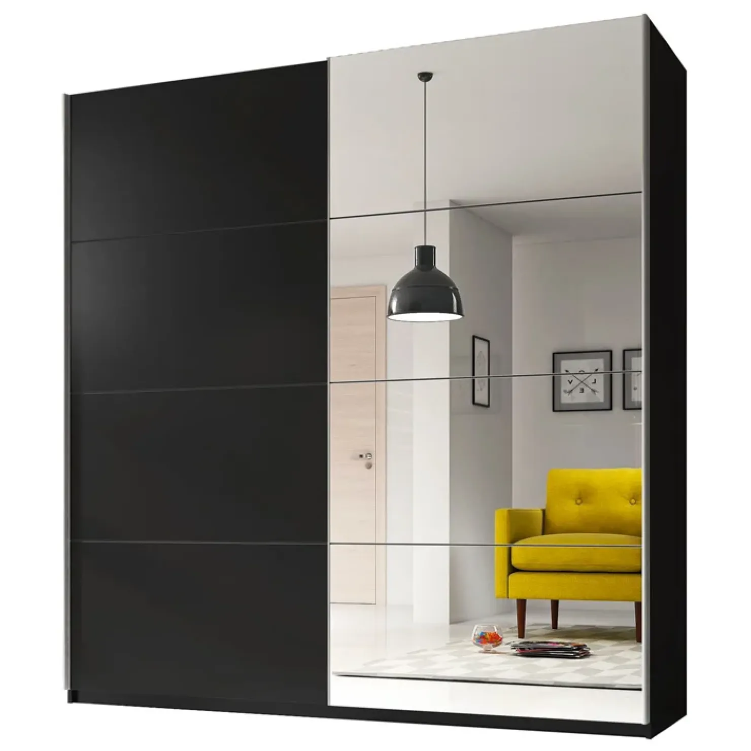 Garnero Arredamenti Armadio 221x210h cm 2 ante scorrevoli Pascal Gihome® Nero Opaco Online