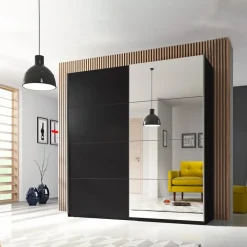 Garnero Arredamenti Armadio 221x210h cm 2 ante scorrevoli Pascal Gihome® Nero Opaco Online