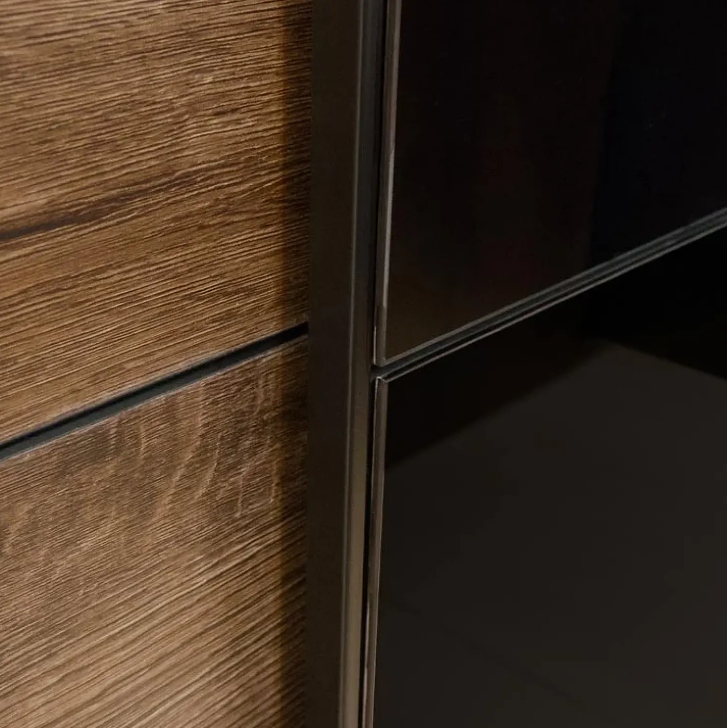 Garnero Arredamenti Armadio 200x210h cm 2 ante scorrevoli rovere scuro nero lucido Cortina Gihome® Nero Lucido - Wengè Sale