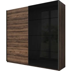 Garnero Arredamenti Armadio 200x210h cm 2 ante scorrevoli rovere scuro nero lucido Cortina Gihome® Nero Lucido - Wengè Sale