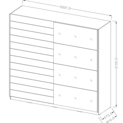 Garnero Arredamenti Armadio 200x210h cm 2 ante scorrevoli rovere scuro nero lucido Cortina Gihome® Nero Lucido - Wengè Sale