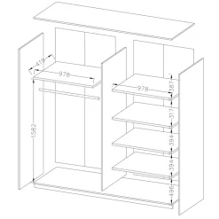Garnero Arredamenti Armadio 200x210h cm 2 ante scorrevoli rovere scuro nero lucido Cortina Gihome® Nero Lucido - Wengè Sale