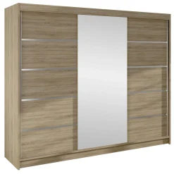 Garnero Arredamenti Armadio 200x215h cm 2 ante scorrevoli con specchio Silven Rovere sonoma