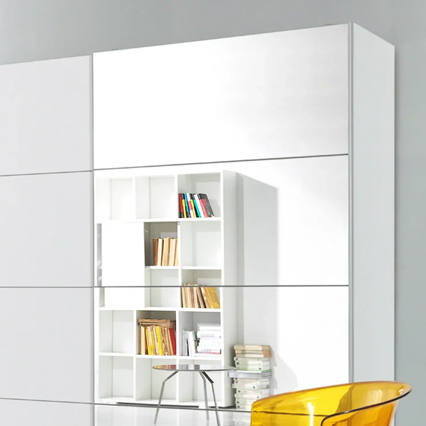 Garnero Arredamenti Armadio 221x210h cm 2 ante scorrevoli con specchio bianco Pascal Gihome® Bianco Opaco Sale