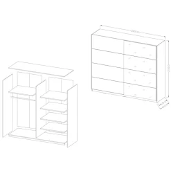 Garnero Arredamenti Armadio 221x210h cm 2 ante scorrevoli con specchio bianco Pascal Gihome® Bianco Opaco Sale