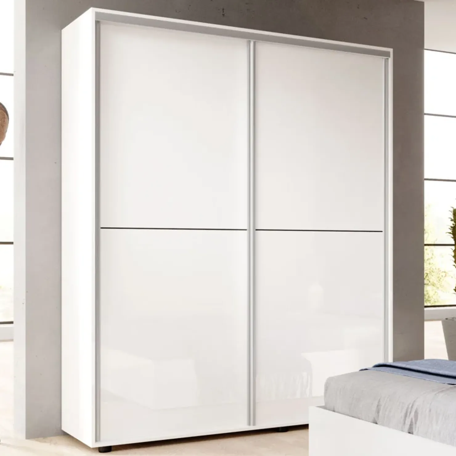 Garnero Arredamenti Armadio 150x200h cm 2 ante scorrevoli Roma Bianco Lucido Best