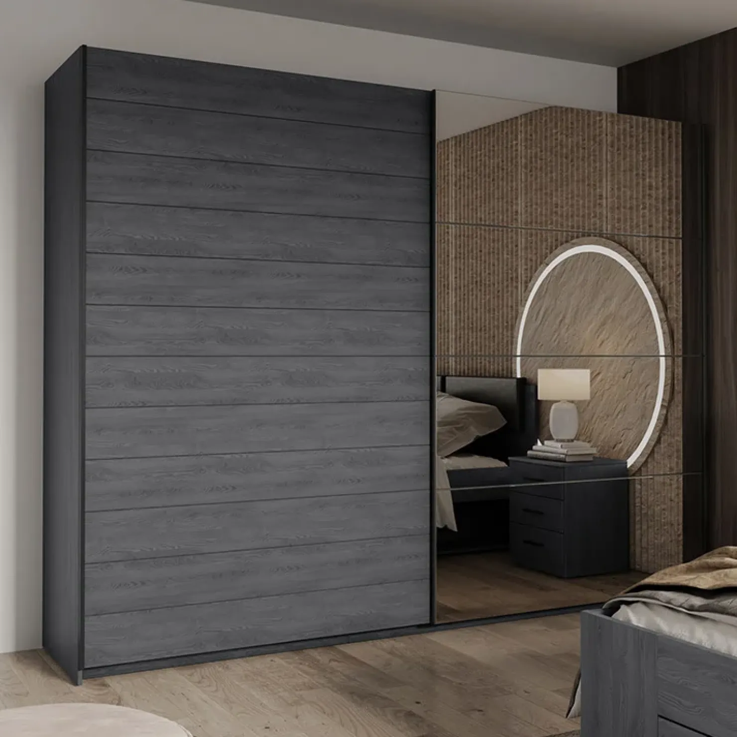 Garnero Arredamenti Armadio 270x210h cm 2 ante scorrevoli con specchio Cortina Gihome® Ossido Online
