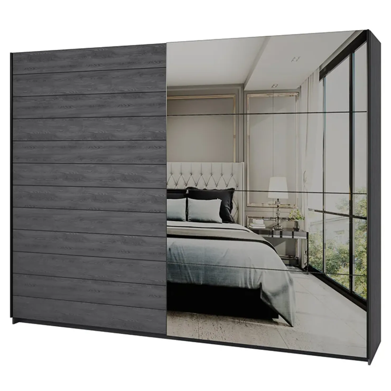 Garnero Arredamenti Armadio 270x210h cm 2 ante scorrevoli con specchio Cortina Gihome® Ossido Online