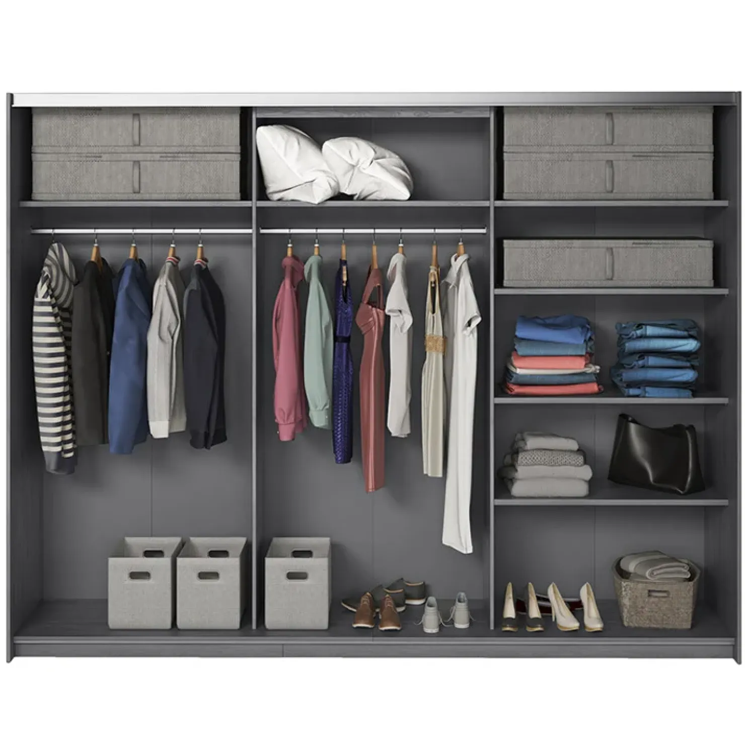 Garnero Arredamenti Armadio 270x210h cm 2 ante scorrevoli con specchio Cortina Gihome® Ossido Online