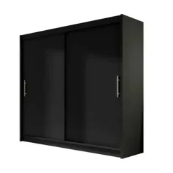 Garnero Arredamenti Armadio 180x215h cm 2 ante scorrevoli design moderno nero Aisha Nero Opaco New