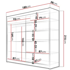 Garnero Arredamenti Armadio 180x215h cm 2 ante scorrevoli design moderno nero Aisha Nero Opaco New